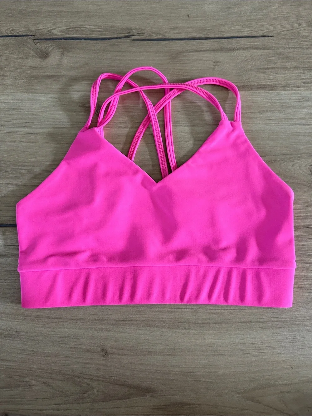 Neon Pink Strappy Sports Bra